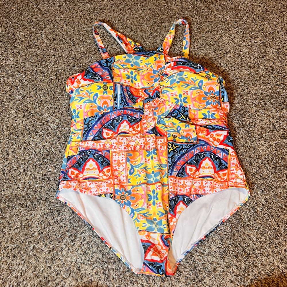 Hanna‎ Nikole 22W Floral Print One Piece Swimsuit Plus Size Colorful